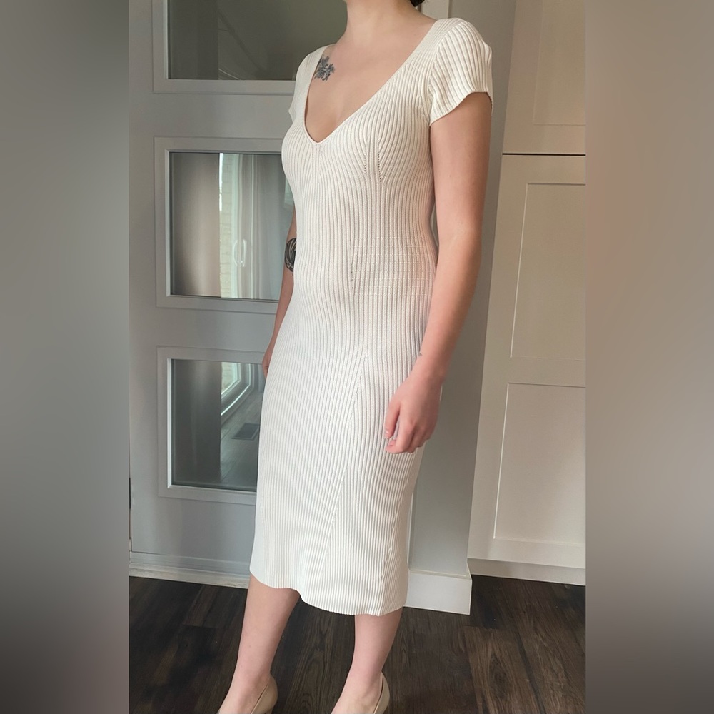 Guess midi sweater dress in dove white - size medium
